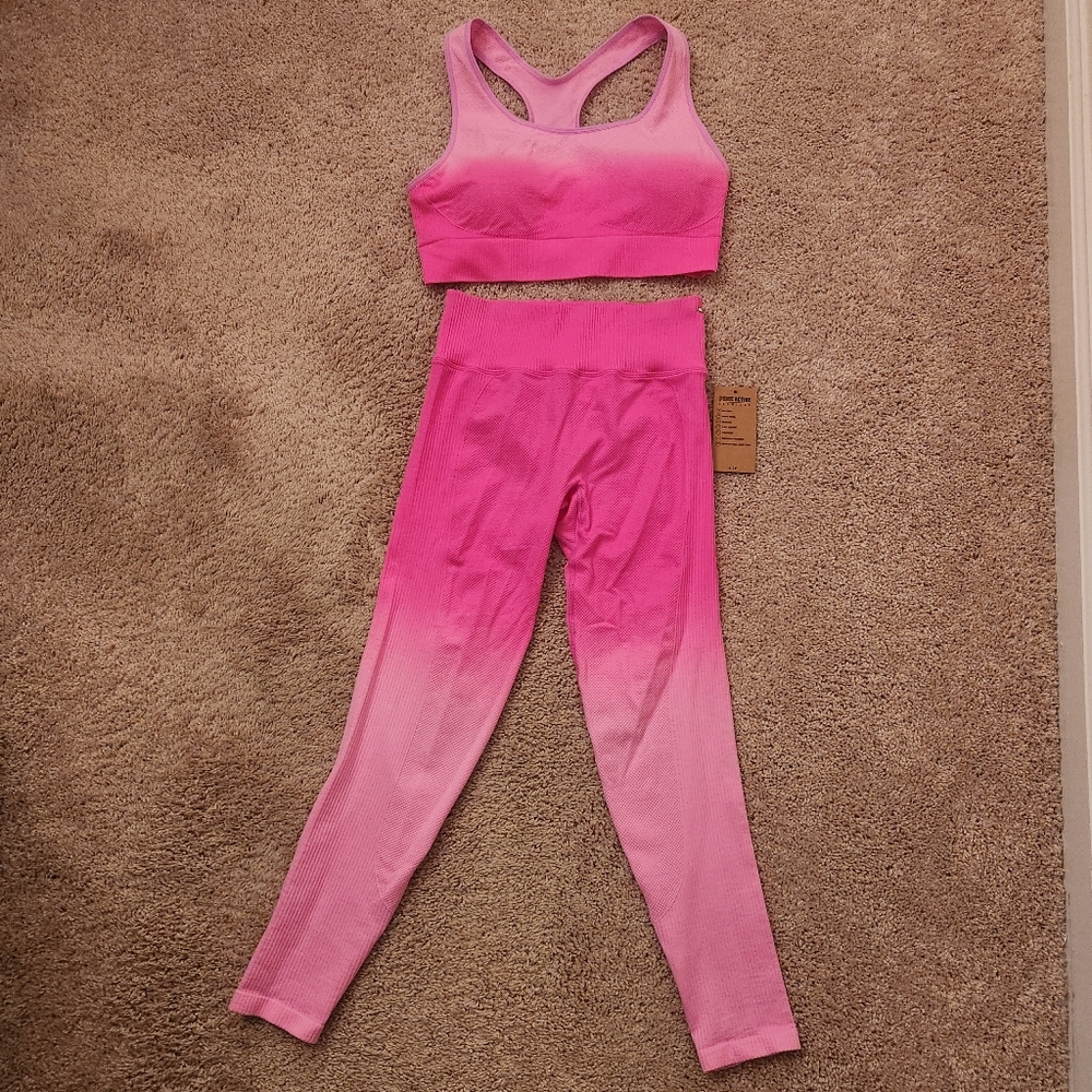 Pink Victoria's Secret Seamless High Waist Workout Tight Size Pants Small Bra XL - Picture 8 of 10